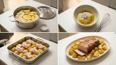 Πανσέτα στο φούρνο με λεμονάτες πατάτες – το ταψί που βγαίνει πάντα ζουμερό