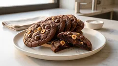 Μπισκότα φουντούκι-σοκολάτα με κέντρο brownie: τραγανά έξω, μαλακά μέσα