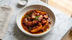 Χταπόδι με πατάτες γιαχνί στην κατσαρόλα – μελωμένη σάλτσα ντομάτας βήμα-βήμα