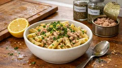 Πέννε με τόνο, λεμόνι και μυρωδικά: έτοιμα όσο βράζουν τα ζυμαρικά