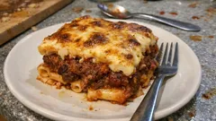 Μοσχάρι κοκκινιστό με μακαρόνια στο φούρνο – ταψί ζουμερό με δεμένη σάλτσα ντομάτας