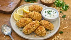 Ψαροκροκέτες φούρνου με βρώμη: τραγανές χωρίς τηγάνι, έτοιμες σε 30′