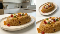 Σιμιγδαλένιος χαλβάς με καρύδα και φρουί γλασέ – δένει σωστά και κόβεται όμορφα