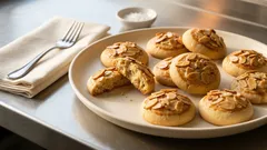 Αφράτα μπισκότα αμυγδάλου με μαστίχα – ψήσιμο στους 160°C για τέλειο ρόδισμα