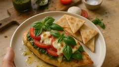 Κοτόπουλο φούρνου με πέστο, ντομάτα και μοτσαρέλα — ζουμερό σε 30 λεπτά