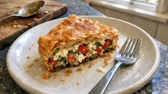 Τραγανή πιπερόπιτα με χωριάτικο φύλλο και φέτα που βγαίνει ζουμερή κάθε φορά