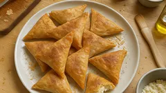 Μυζηθροπιτάκια με φύλλο κρούστας: τραγανά τριγωνάκια με κανέλα σε 15′