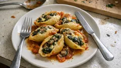 Γεμιστά κοχύλια με σπανάκι και μανιτάρια: ένα απλό φαγητό φούρνου που θα ξαναφτιάξετε