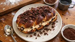 Τσουρέκι τιραμισού: το πασχαλινό γλυκό με κρέμα μασκαρπόνε και crumble καφέ