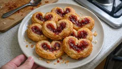 Palmier σφολιάτας με μαρμελάδα φράουλα: εύκολο γλυκό με τραγανό αποτέλεσμα