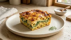 Ζυμαρικά φούρνου με σπανάκι και γιαούρτι: κρεμώδη χωρίς μπεσαμέλ