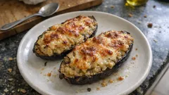 Μελιτζάνες γεμιστές με τυρί: η χορτοφαγική εκδοχή που θυμίζει παπουτσάκια