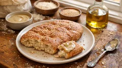 Λαγάνα ολικής με ταχίνι: τραγανή απ’ έξω, αφράτη μέσα για την Καθαρά Δευτέρα