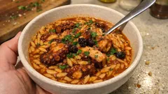 Χταπόδι με ζουμερή μανέστρα: κατσαρόλας, με δεμένη σάλτσα ντομάτας