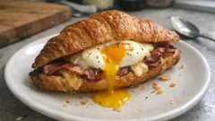 Αλμυρό κρουασάν με αυγό στον φούρνο: έτοιμο σε 15’ για πρωινό ή brunch