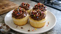 Cupcakes γενεθλίων με βουτυρόκρεμα σοκολάτας: αφράτα και εύκολα για κάθε γιορτή