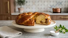 Αφράτη κουλούρα τσουρέκι με αλμυρή καραμέλα και καρύδια – ιδανική για το πασχαλινό τραπέζι