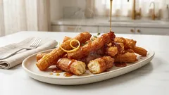 Λουκουμάδες της τεμπέλας: λεπτά τραγανά μπαστουνάκια με κρύο σιρόπι