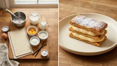 Σπιτικό μιλφέιγ με τραγανή σφολιάτα και βελούδινη κρέμα που στέκεται