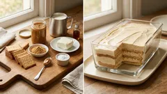 Γλυκό ψυγείου με μπισκότα και άλειμμα μπισκότου – κρεμώδες, χωρίς ψήσιμο