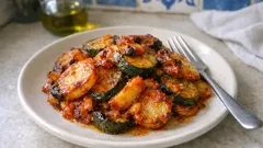 Κολοκυθάκια μπριάμ στο φούρνο: μελωμένα, χωρίς νερό, με πλούσια ντομάτα