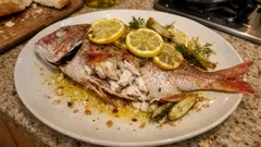 Φαγκρί στο φούρνο πάνω σε λεμόνι: ζουμερό, αρωματικό και έτοιμο σε 35′