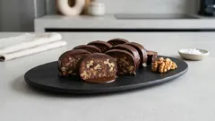 Σπιτικές καριόκες με καρύδι και κουβερτούρα – κόβονται εύκολα και γίνονται φίνα κεράσματα