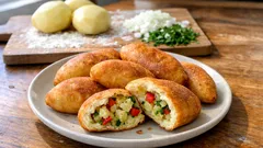 Νηστίσιμα πιροσκί με πατάτα – αφράτη ζύμη, δεμένη γέμιση (ψητά ή τηγανητά)