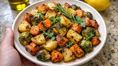 Χειμωνιάτικα λαχανικά φούρνου με βότανα και μουστάρδα – τραγανές άκρες, μελωμένη καρδιά