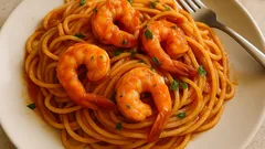 Γαριδομακαρονάδα με ούζο – δεμένη σάλτσα ντομάτας και ζουμερές γαρίδες