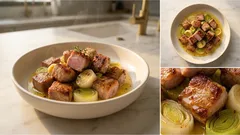 Πρασοτηγανιά λεμονάτη στο τηγάνι: χοιρινό που ροδίζει σωστά και μένει ζουμερό