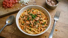 Μακαρόνια με τόνο κονσέρβας και ντομάτα – η γρήγορη μακαρονάδα της ντουλάπας