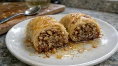 Μπακλαβάς ρολό: τραγανός, με καρύδι–αμύγδαλο και σωστό σιρόπιασμα