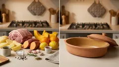 Χοιρινό στη γάστρα με πορτοκάλι-λεμόνι: κρέας που λιώνει, πατάτες μελωμένες