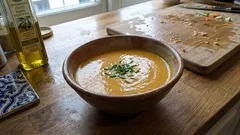 Καροτόσουπα βελουτέ με γλυκοπατάτα και τζίντζερ – κρεμώδης χωρίς κρέμα