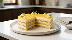 Εύκολη τούρτα λεμονιού με σαβαγιάρ στο ψυγείο – δροσερή, χωρίς φούρνο