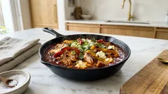 Σαγανάκι με καπνιστό τόνο, πιπεριές και φέτα: καυτός μεζές για βούτες