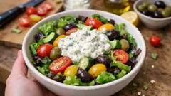 Δροσερή σαλάτα με ντοματίνια και σάλτσα φέτας που φτιάχνεται πανεύκολα