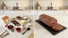 Χριστουγεννιάτικος κορμός σοκολάτας με φρούτα του δάσους – βγαίνει αφράτος και σταθερός