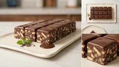 Μωσαϊκό 10λέπτου με ζαχαρούχο και κουβερτούρα — κόβεται τέλεια σε τετράγωνα