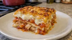 Λαζάνια με κοτόπουλο και πλούσια μπεσαμέλ – δένουν σωστά και κόβονται τέλεια